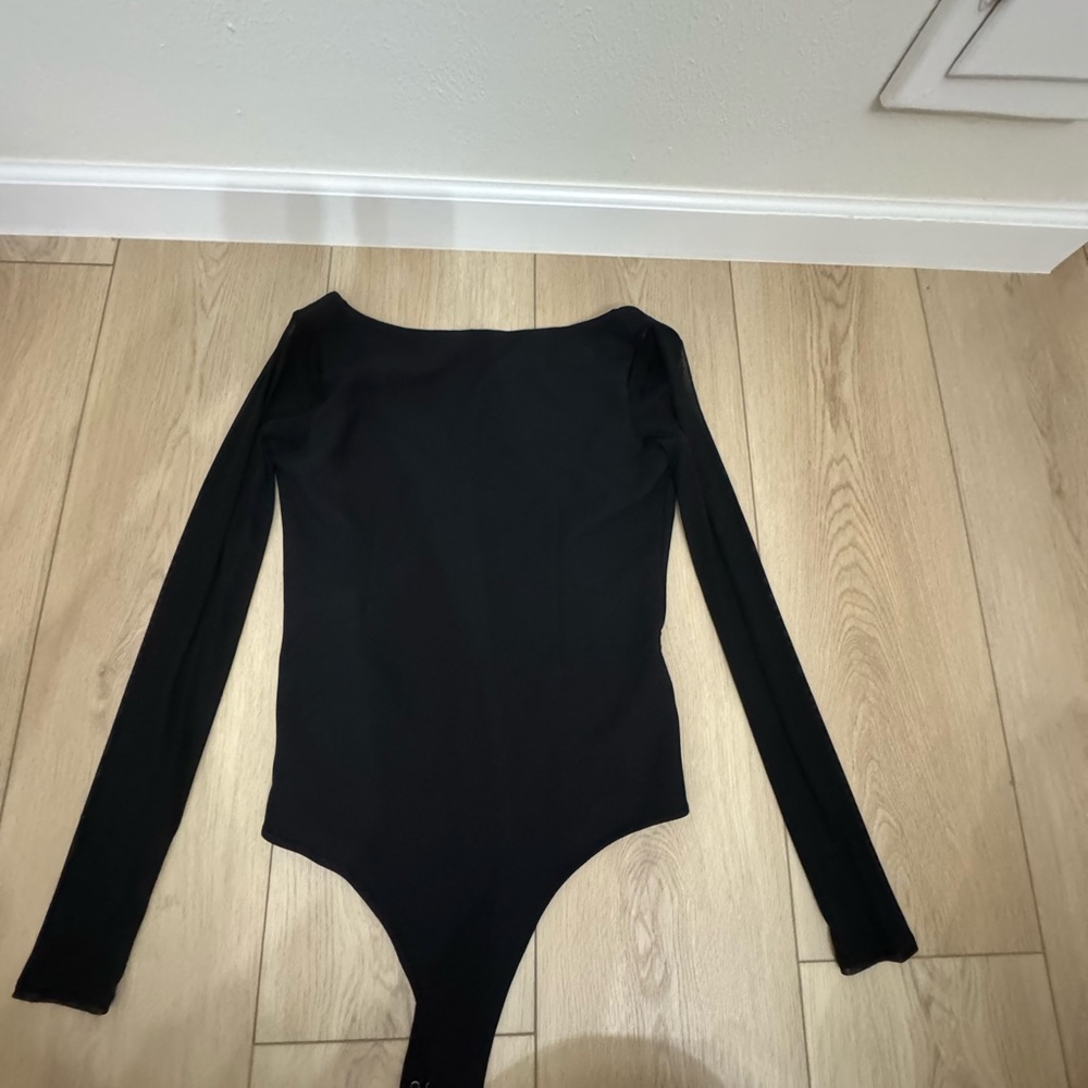 Abercrombie & Fitch Black Mesh Long Sleeve Bodysuit